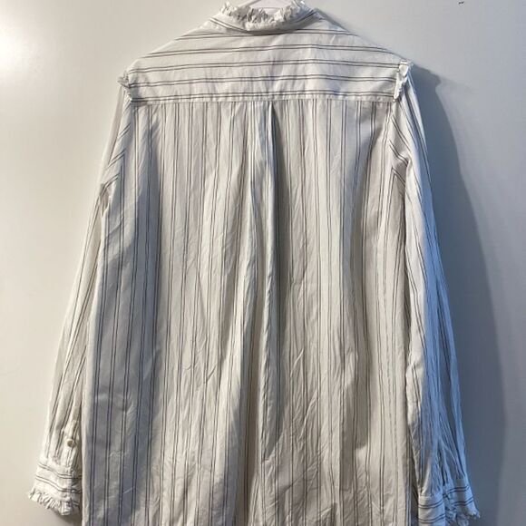 Max Mara Weekend White Striped Cotton Shirt Size 14 - Picture 9 of 15